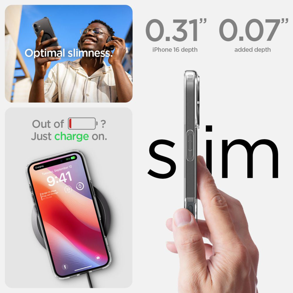 Ovitek MagSafe za Apple iPhone 16, Spigen, Ultra Hybrid, Črn ACS08206