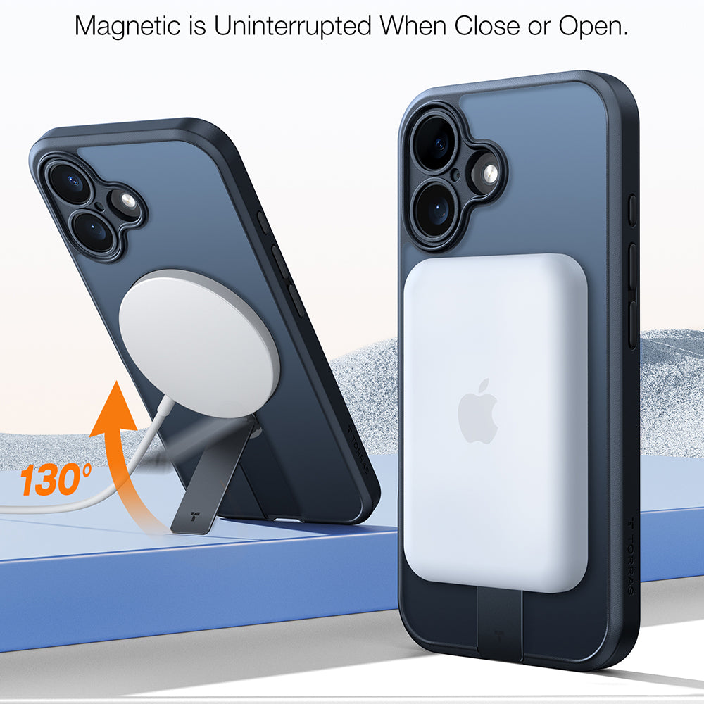 MagSafe Case for Apple iPhone 16, Torras, Pstand Spin, Black