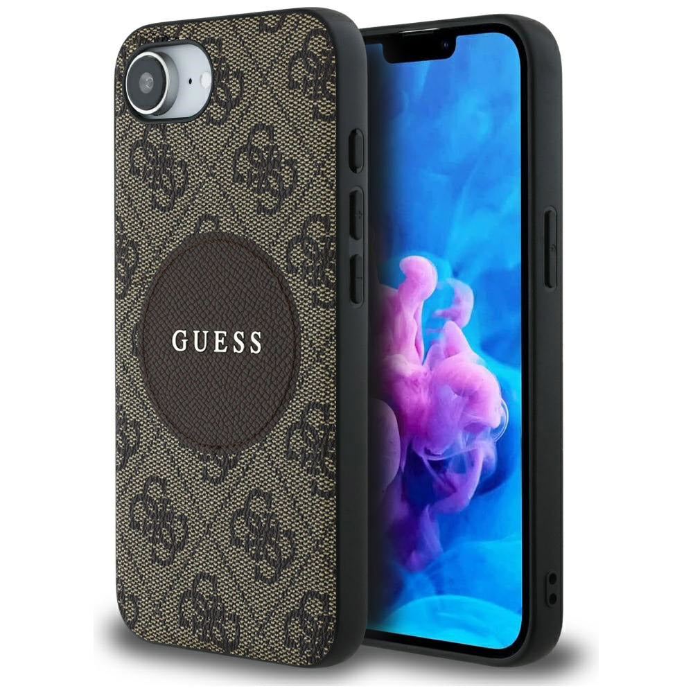 Ovitek MagSafe za Apple iPhone 17e / 16e, Guess, 4G Circle Classic Logo, rjava