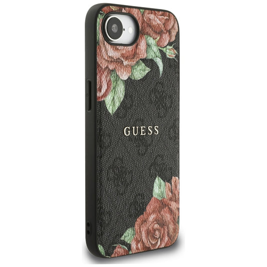 MagSafe ovitek za Apple iPhone 16e, Guess, 4G Flowers Print, črn