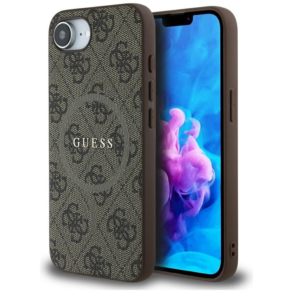 Ovitek MagSafe za Apple iPhone 17e / 16e, Guess, 4G Ring Classic Logo, rjava