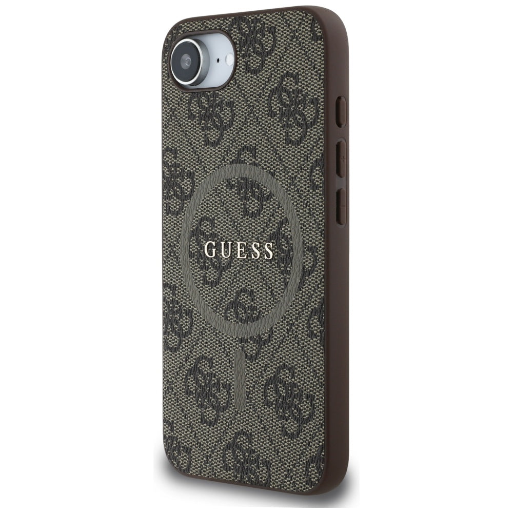 Ovitek MagSafe za Apple iPhone 17e / 16e, Guess, 4G Ring Classic Logo, rjava