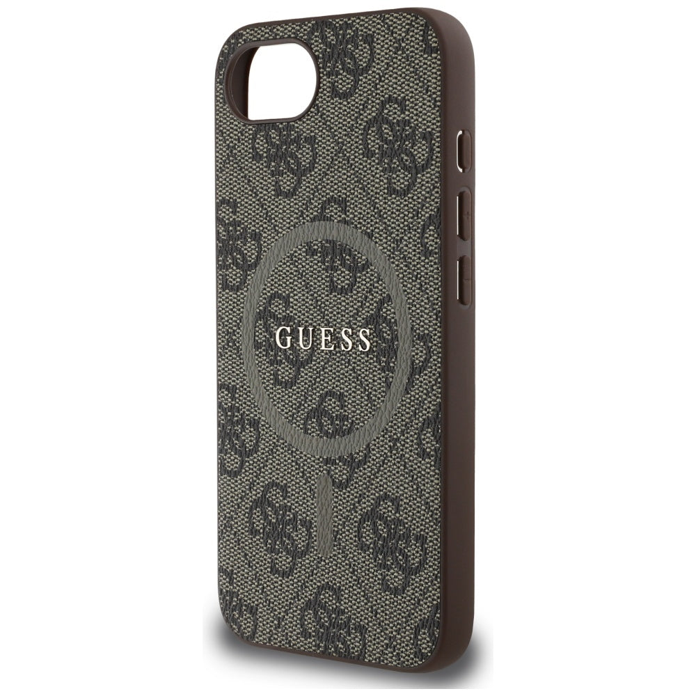 Ovitek MagSafe za Apple iPhone 17e / 16e, Guess, 4G Ring Classic Logo, rjava