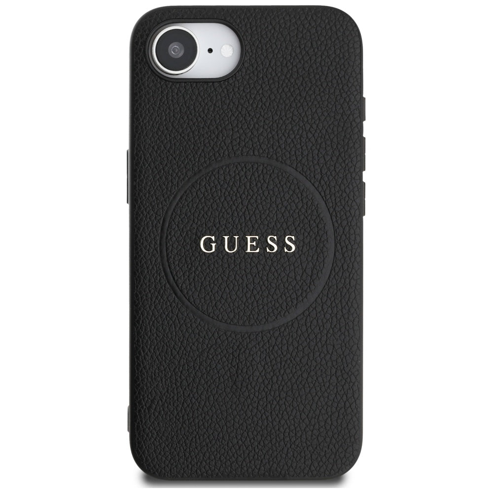 Ovitek MagSafe za Apple iPhone 17e / 16e, Guess, Grained Gold Ring, Črn