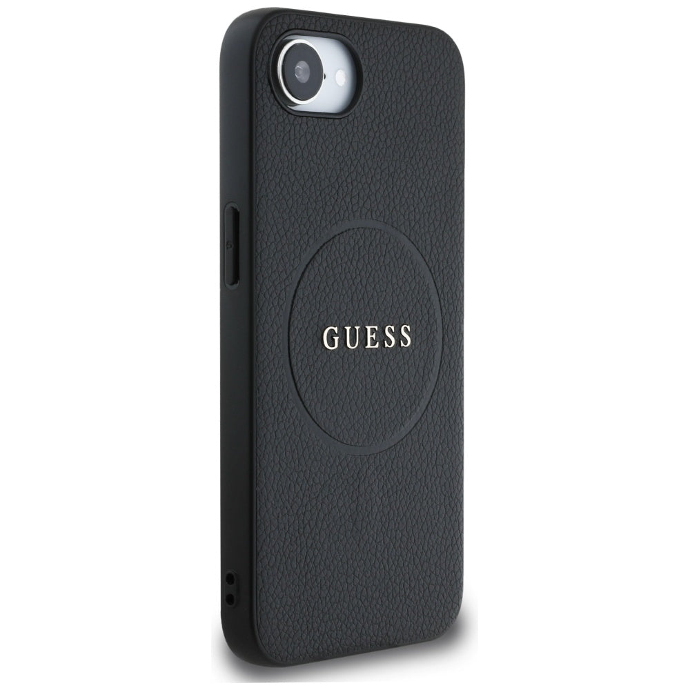 Ovitek MagSafe za Apple iPhone 17e / 16e, Guess, Grained Gold Ring, Črn