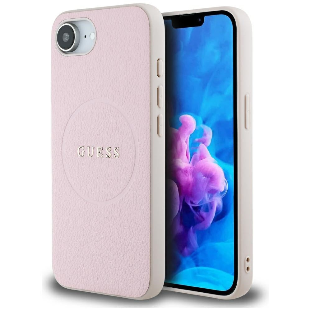 Ovitek MagSafe za Apple iPhone 17e / 16e, Guess, Grained Gold Ring, Roza