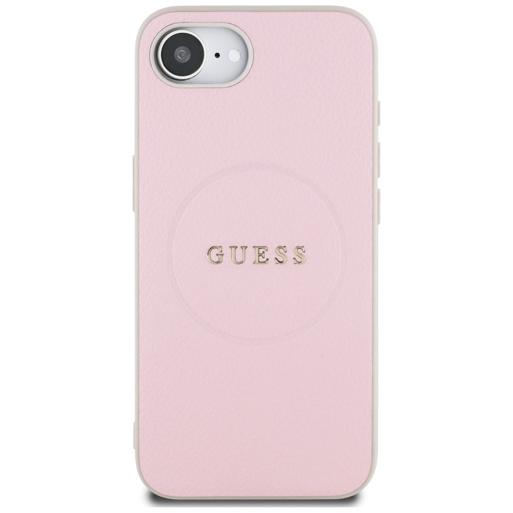 Ovitek MagSafe za Apple iPhone 17e / 16e, Guess, Grained Gold Ring, Roza