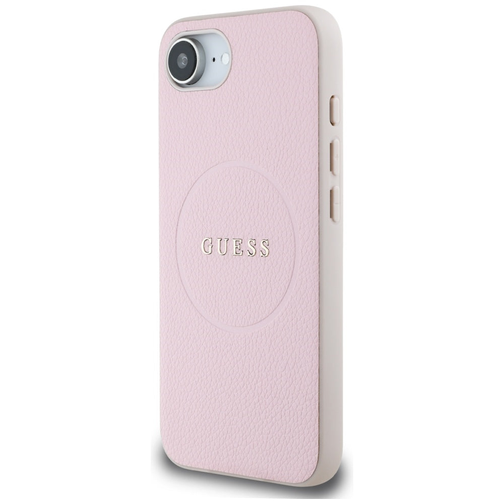Ovitek MagSafe za Apple iPhone 17e / 16e, Guess, Grained Gold Ring, Roza