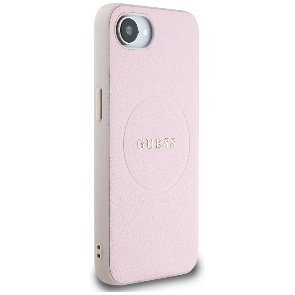 Ovitek MagSafe za Apple iPhone 17e / 16e, Guess, Grained Gold Ring, Roza
