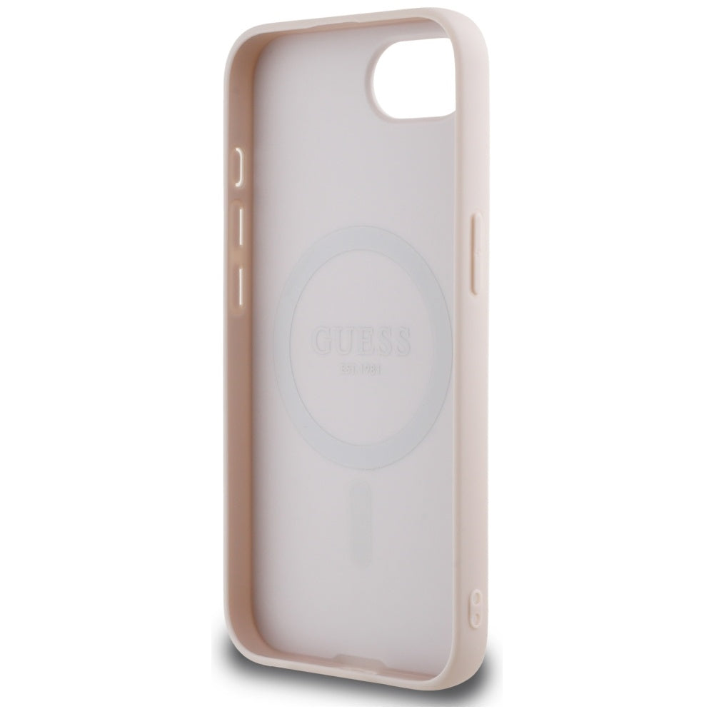Ovitek MagSafe za Apple iPhone 17e / 16e, Guess, Grained Gold Ring, Roza