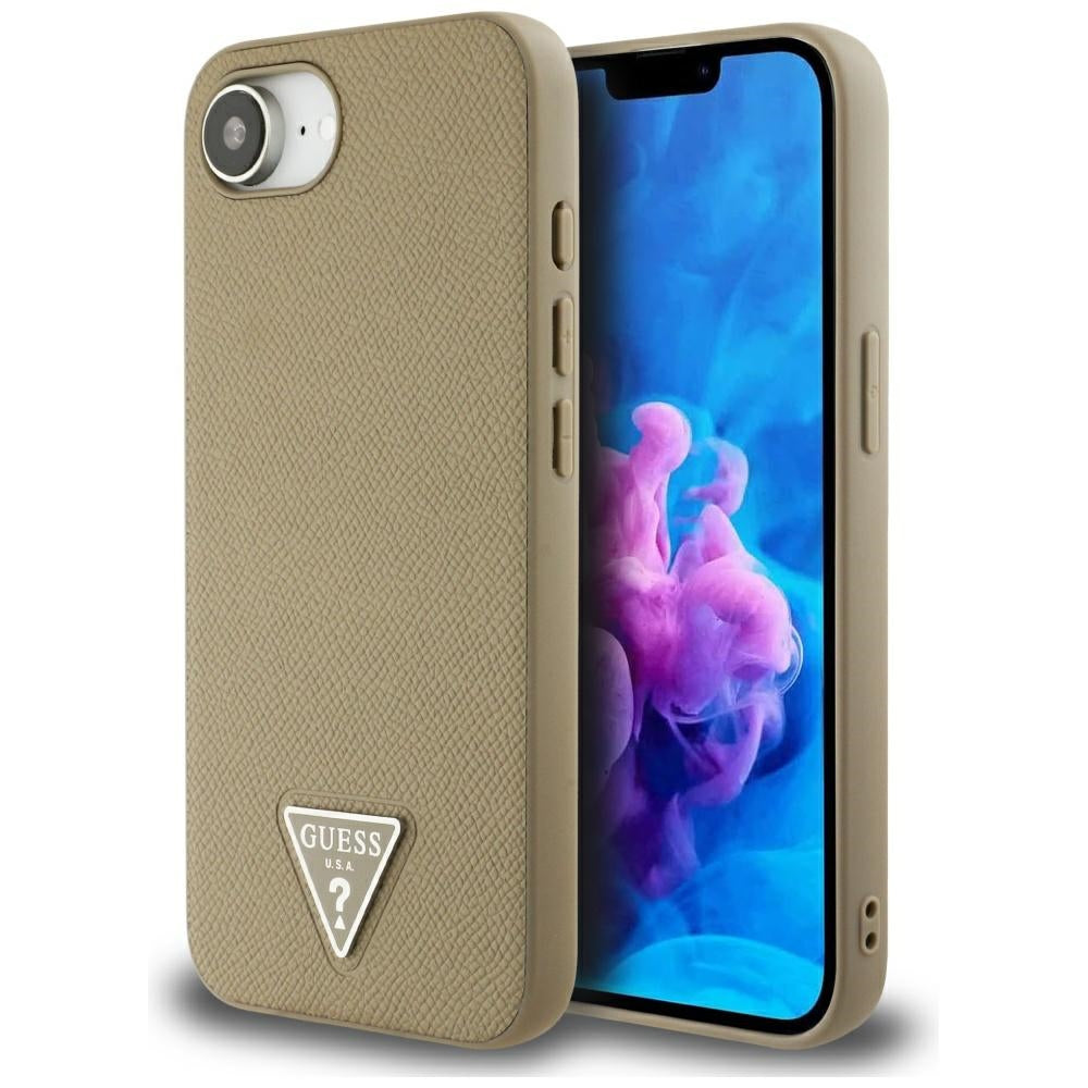 Ovitek MagSafe za Apple iPhone 17e / 16e, Guess, Grained Triangle Logo, Rjava