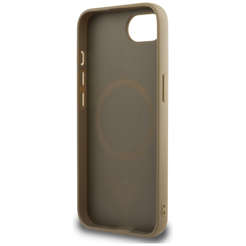 Ovitek MagSafe za Apple iPhone 17e / 16e, Guess, Grained Triangle Logo, Rjava