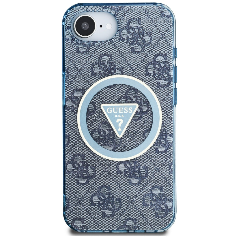 Ovitek MagSafe za Apple iPhone 17e / 16e, Guess, IML Glitter 4G Circle Triangle, Modra