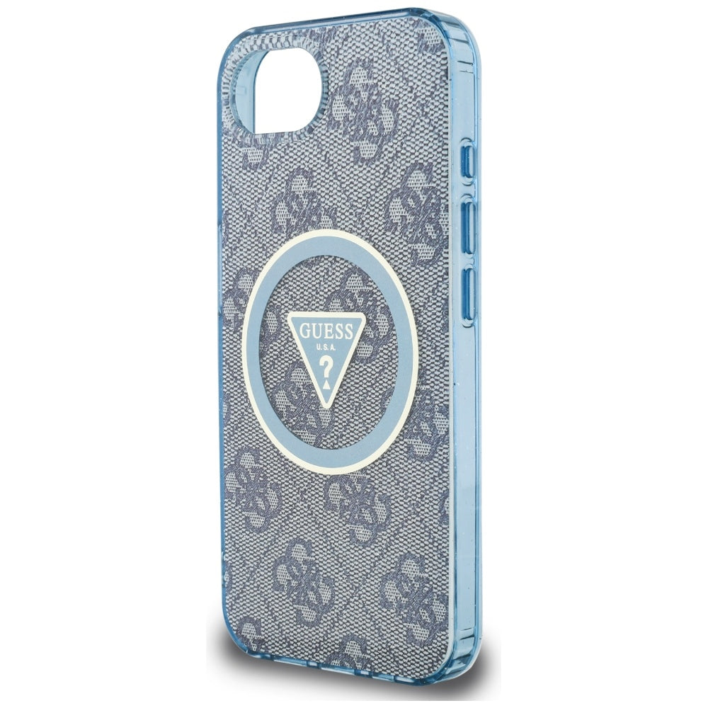 Ovitek MagSafe za Apple iPhone 17e / 16e, Guess, IML Glitter 4G Circle Triangle, Modra