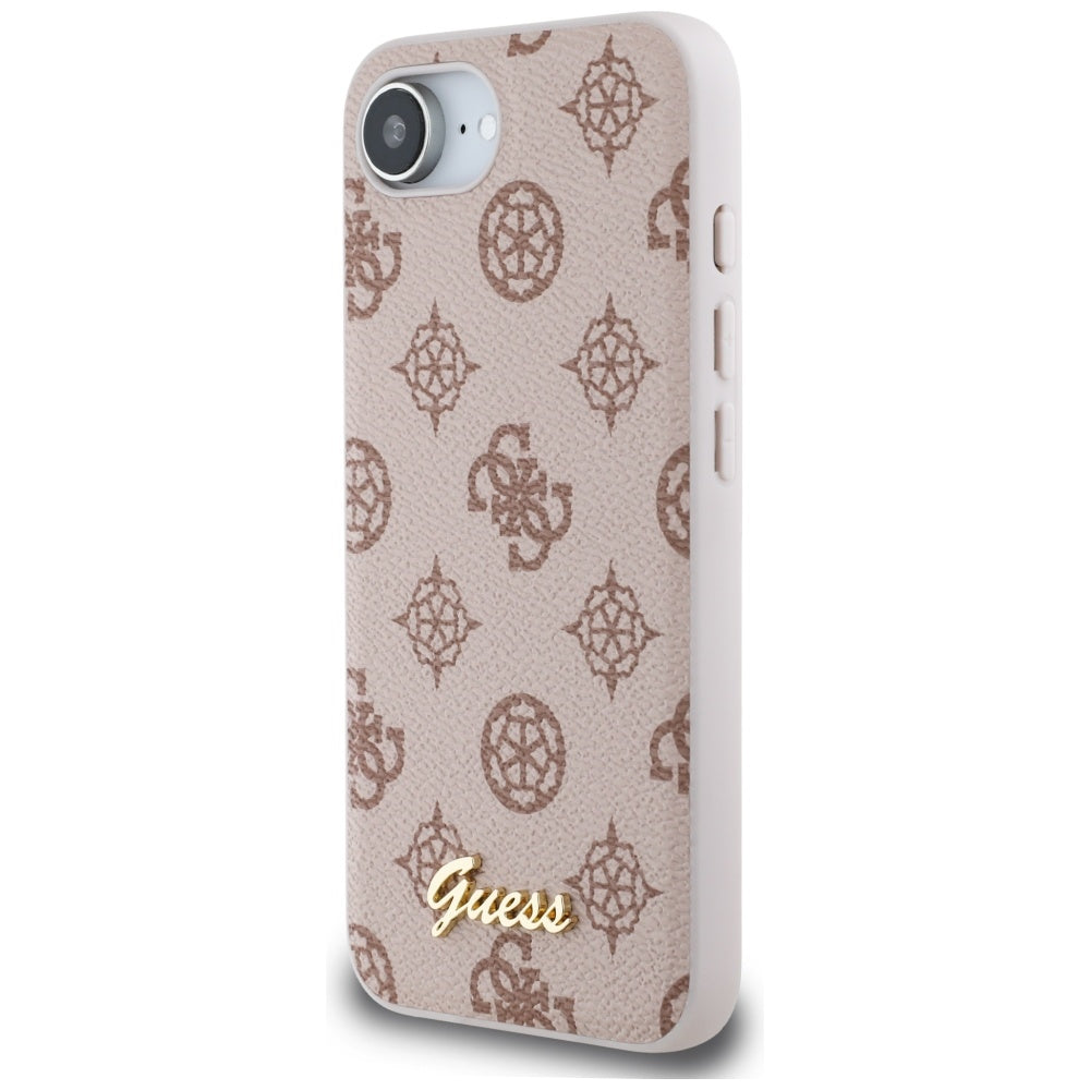 Ovitek MagSafe za Apple iPhone 17e / 16e, Guess, Peony Script, Rjava