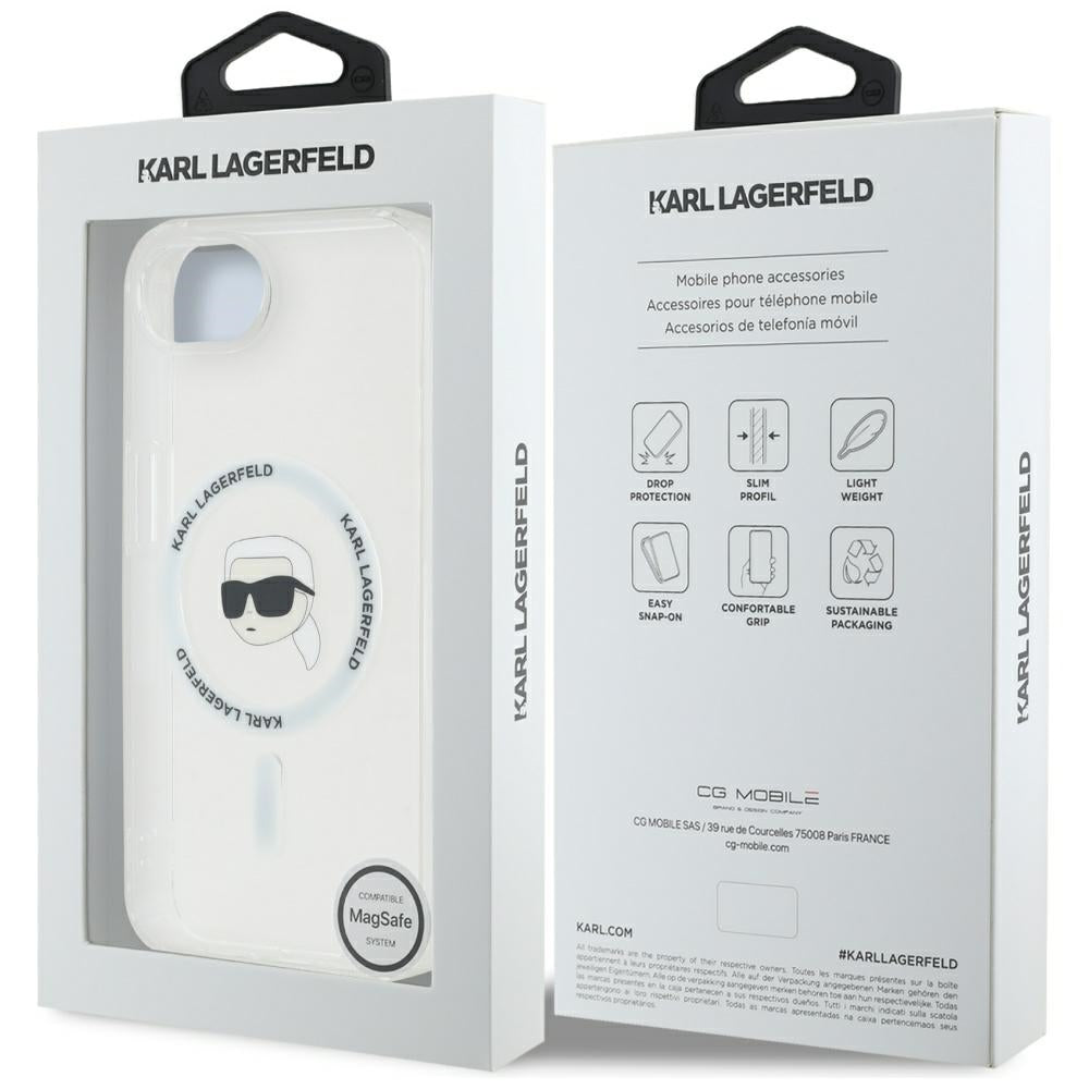 Ovitek MagSafe za Apple iPhone 17e / 16e, Karl Lagerfeld, IML Karl's Head, Bela