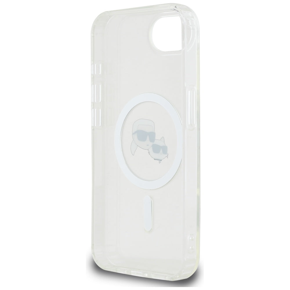 Ovitek MagSafe za Apple iPhone 17e / 16e, Karl Lagerfeld, IML Metal Karl & Choupette's Heads, Bela
