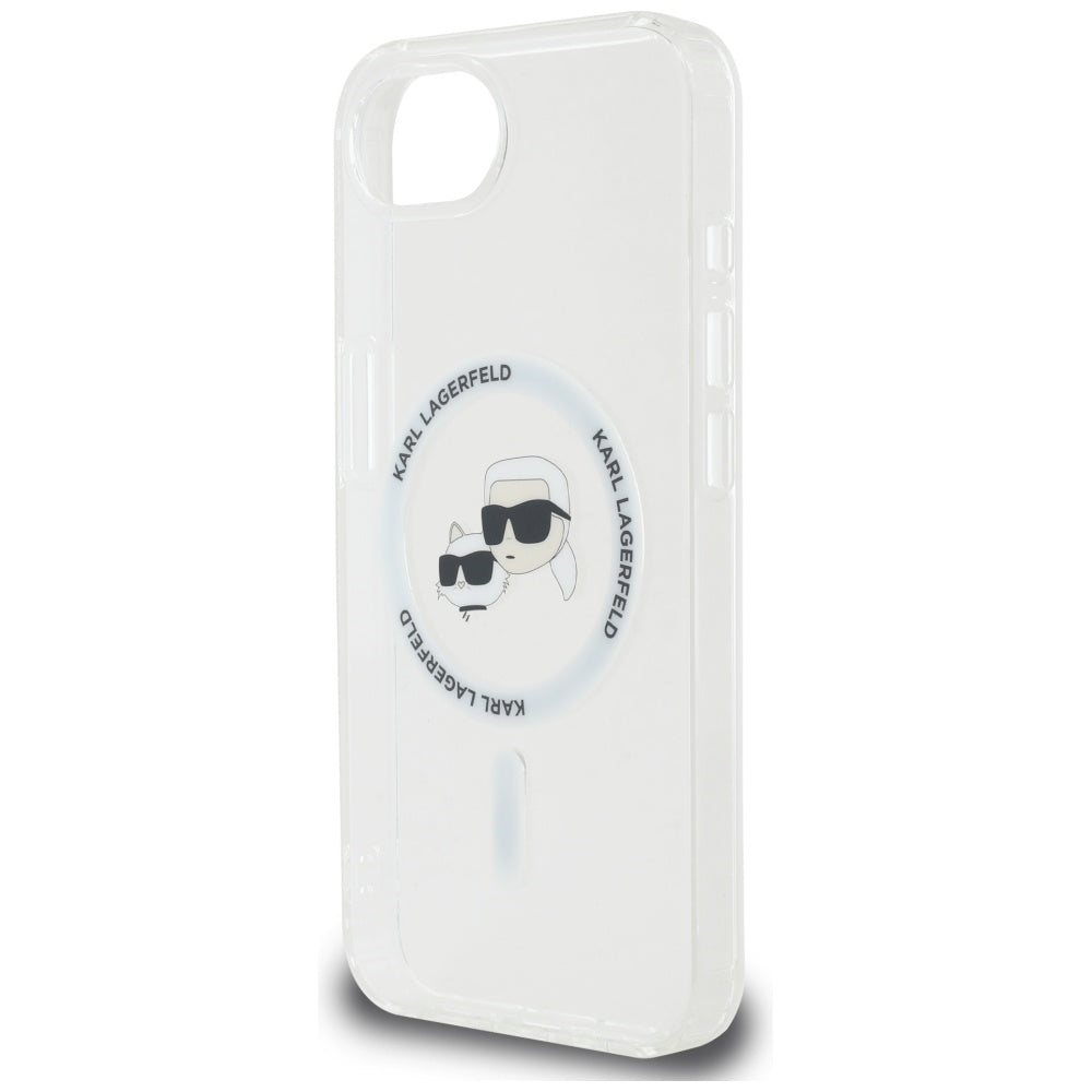 Ovitek MagSafe za Apple iPhone 17e / 16e, Karl Lagerfeld, IML Metal Karl & Choupette's Heads, Bela