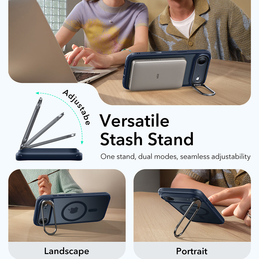 Ovitek MagSafe za Apple iPhone 17 Air, ESR, Classic Hybrid Kickstand, Satenasto modra