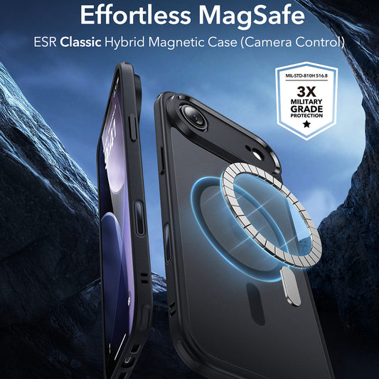 Ovitek MagSafe za Apple iPhone 17 Air, ESR, Classic Hybrid, Satenasto črn