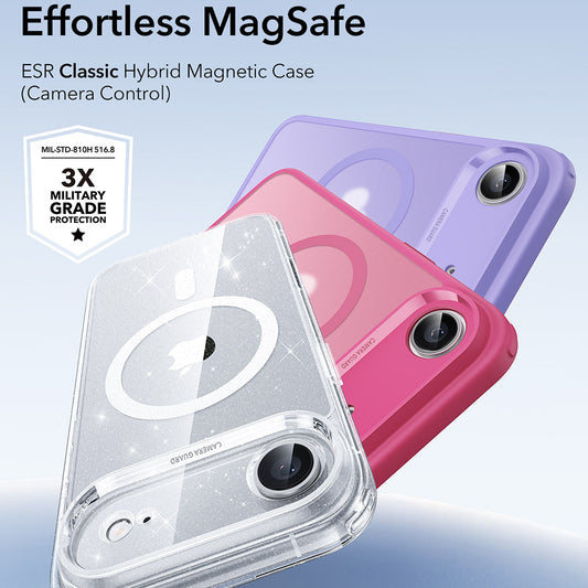 Ovitek MagSafe za Apple iPhone 17 Air, ESR, Classic Hybrid Shimmer, Prozoren