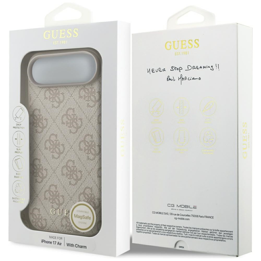 Ovitek MagSafe za Apple iPhone 17 Air, Guess, 4G Charm Cradle, Roza