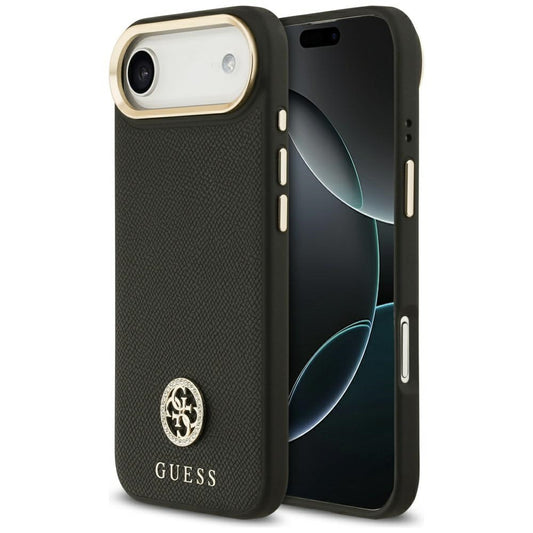 Ovitek MagSafe za Apple iPhone 17 Air, Guess, Grained Strass Logo, Črn