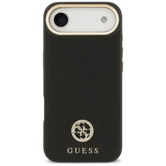 Ovitek MagSafe za Apple iPhone 17 Air, Guess, Grained Strass Logo, Črn
