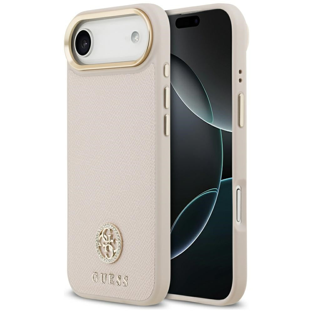 Ovitek MagSafe za Apple iPhone 17 Air, Guess, Grained Strass Logo, Roza