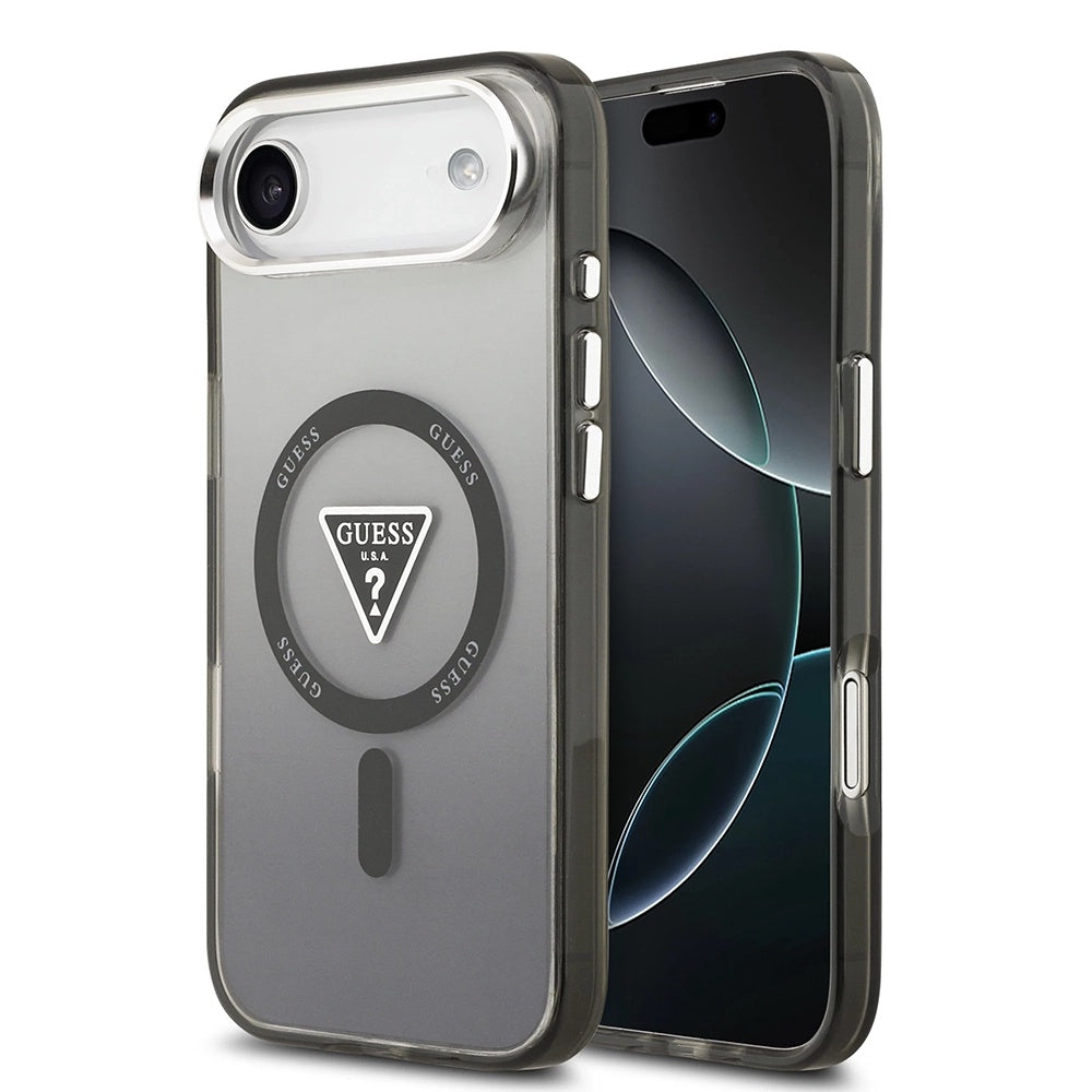 Ovitek MagSafe za Apple iPhone 17 Air, Guess, IML Gradient Triangle Logo, Črna