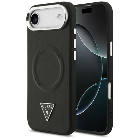 Ovitek MagSafe za Apple iPhone 17 Air, Guess, Triangle Logo, Črno Srebrn