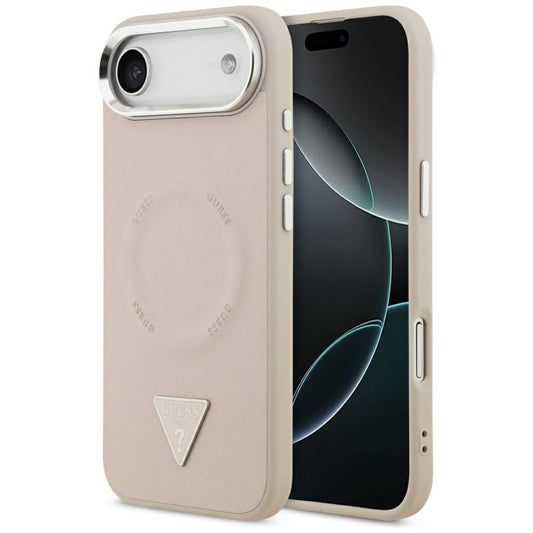 MagSafe ovitek za Apple iPhone 17 Air, Guess, Triangle Logo, Srebrno roza
