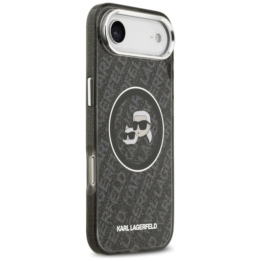 Ovitek MagSafe za Apple iPhone 17 Air, Karl Lagerfeld, IML Glitter Karl & Choupette`s Heads, Črna