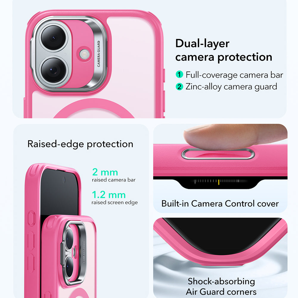 Ovitek MagSafe za Apple iPhone 17, ESR, Classic Hybrid Kickstand, Satenasto Roza