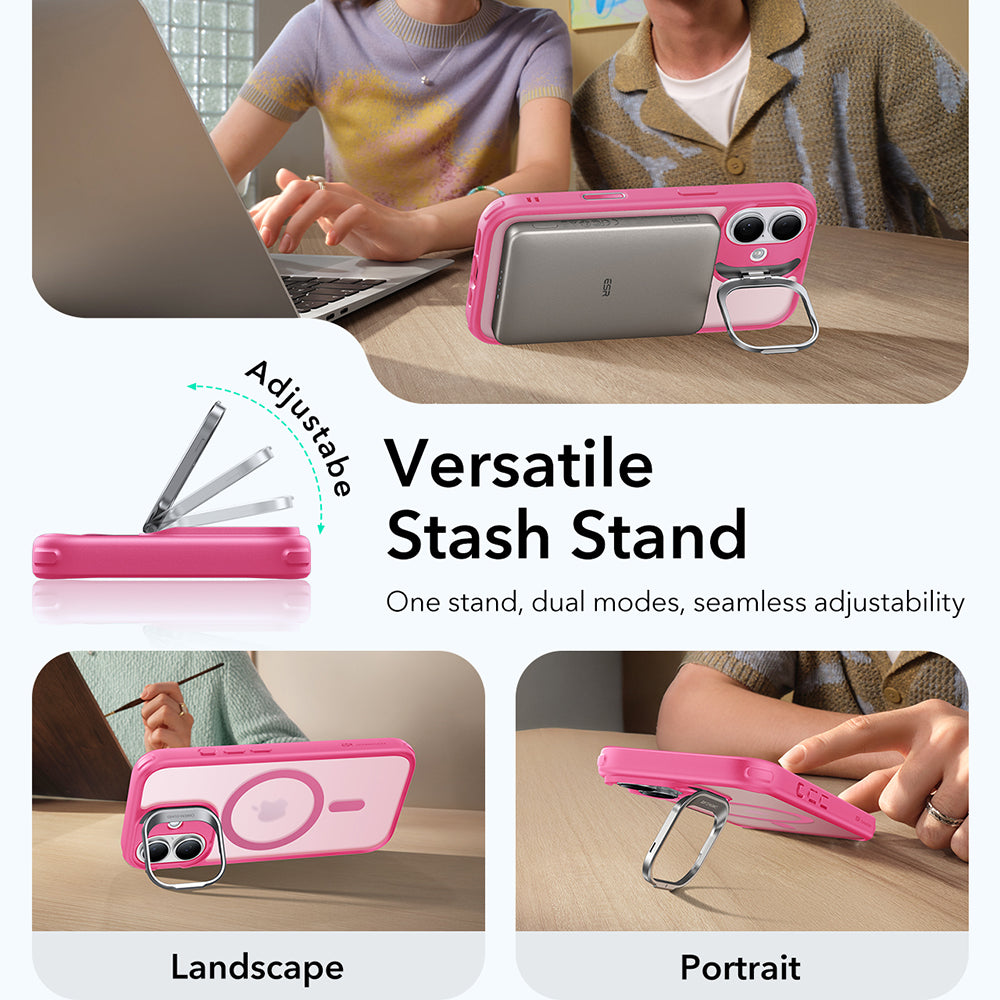 Ovitek MagSafe za Apple iPhone 17, ESR, Classic Hybrid Kickstand, Satenasto Roza
