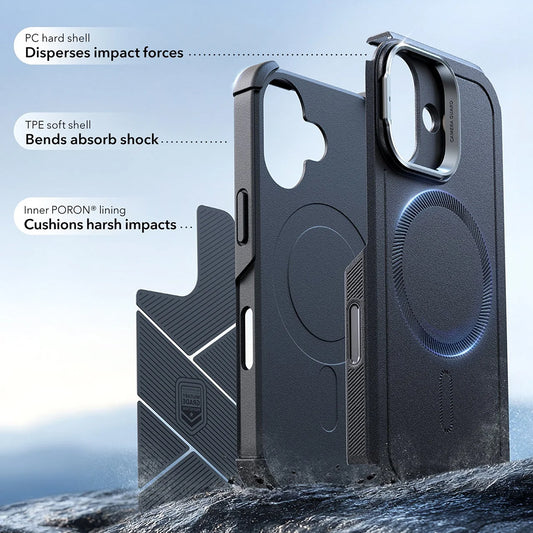 Ovitek MagSafe za Apple iPhone 17, ESR, Cyber Armor Kickstand, Črn