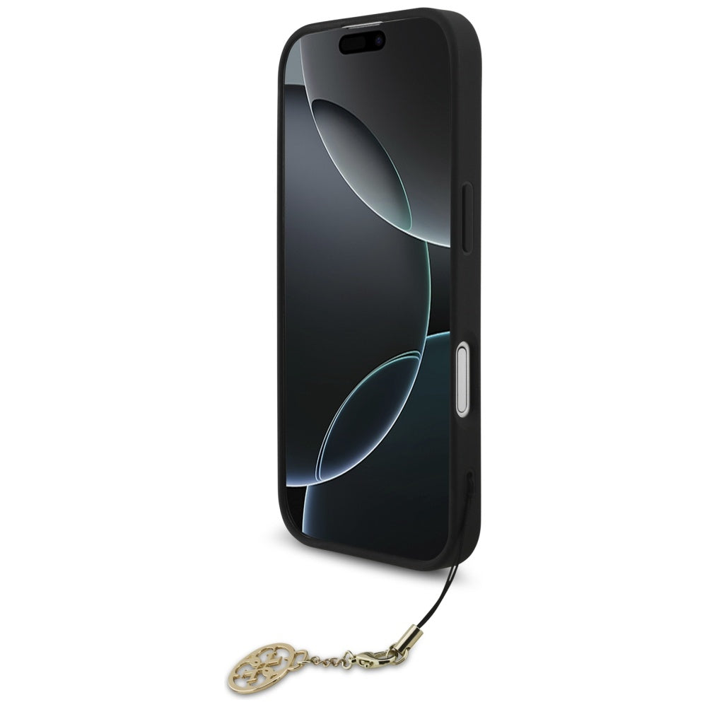 MagSafe ovitek za Apple iPhone 17, Guess, 4G Charm Cradle, črn