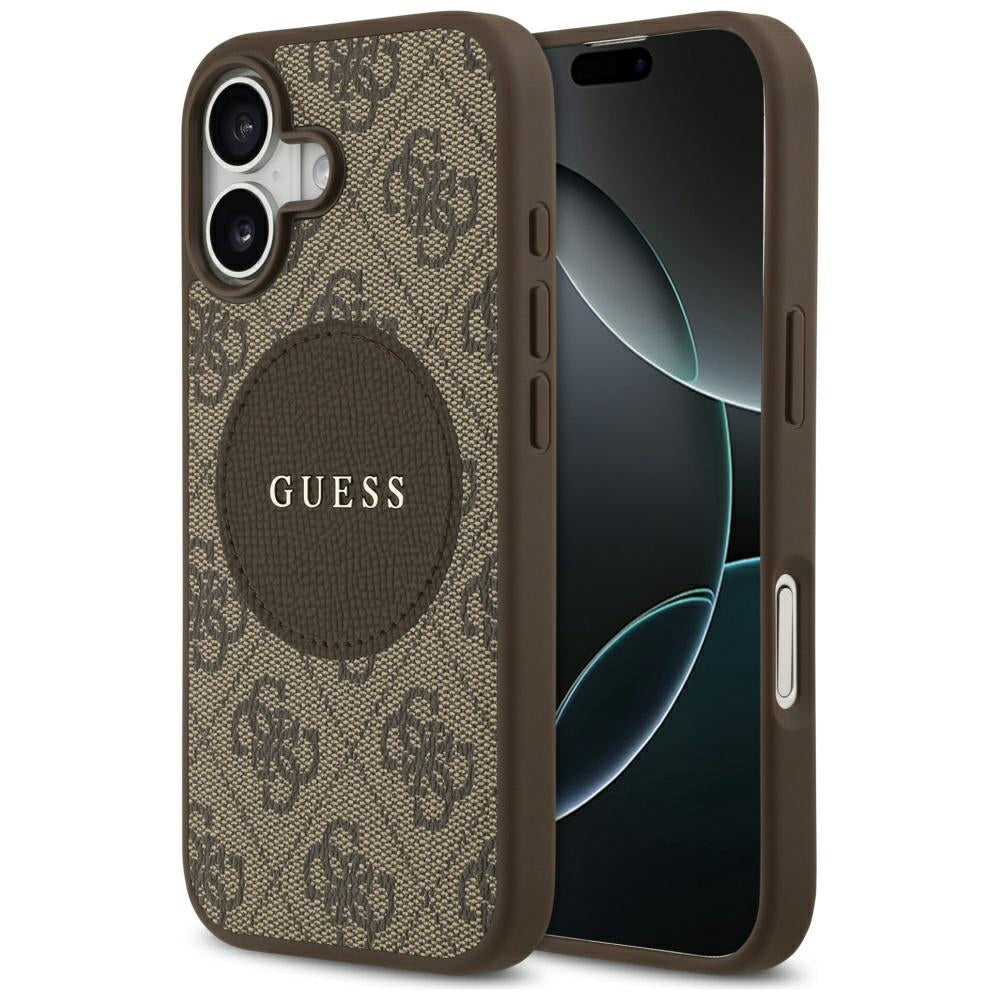 MagSafe ovitek za Apple iPhone 17, Guess, 4G Circle Classic Logo, rjava