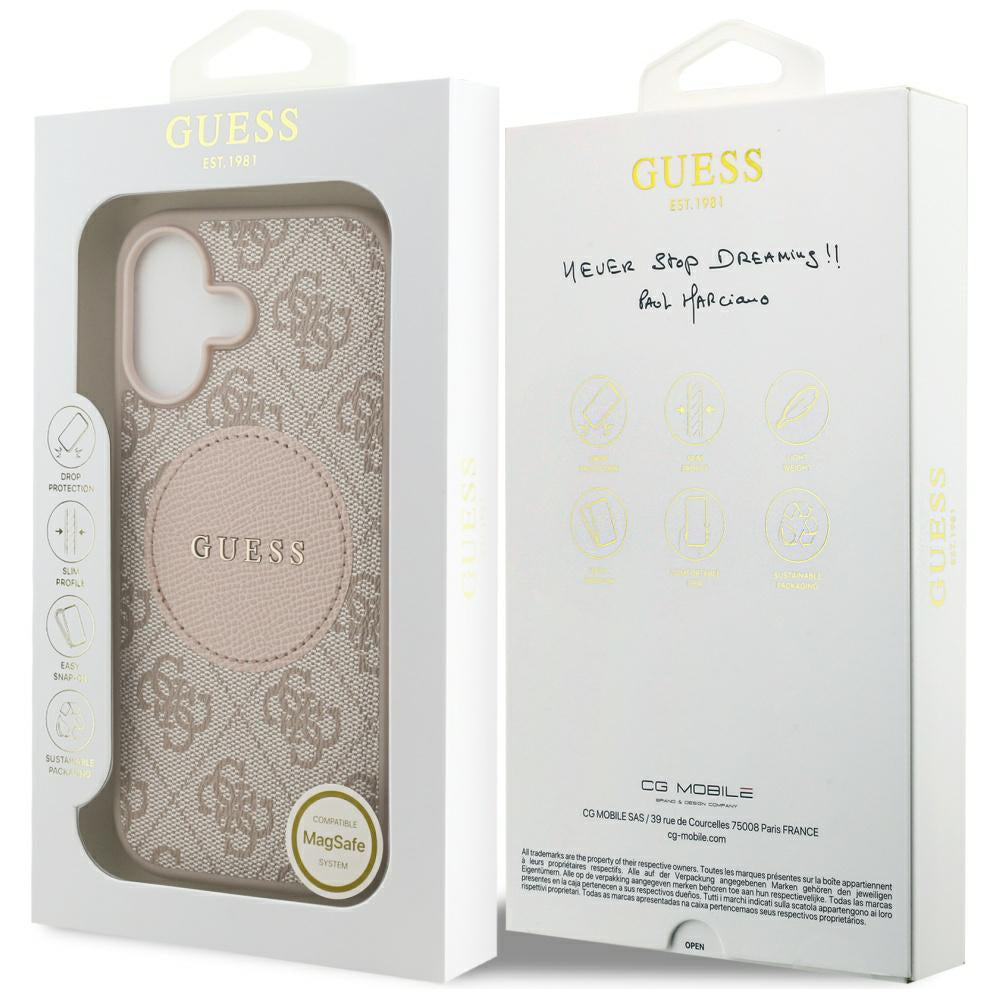 Ovitek MagSafe za Apple iPhone 17, Guess, 4G Circle Classic Logo, Roza