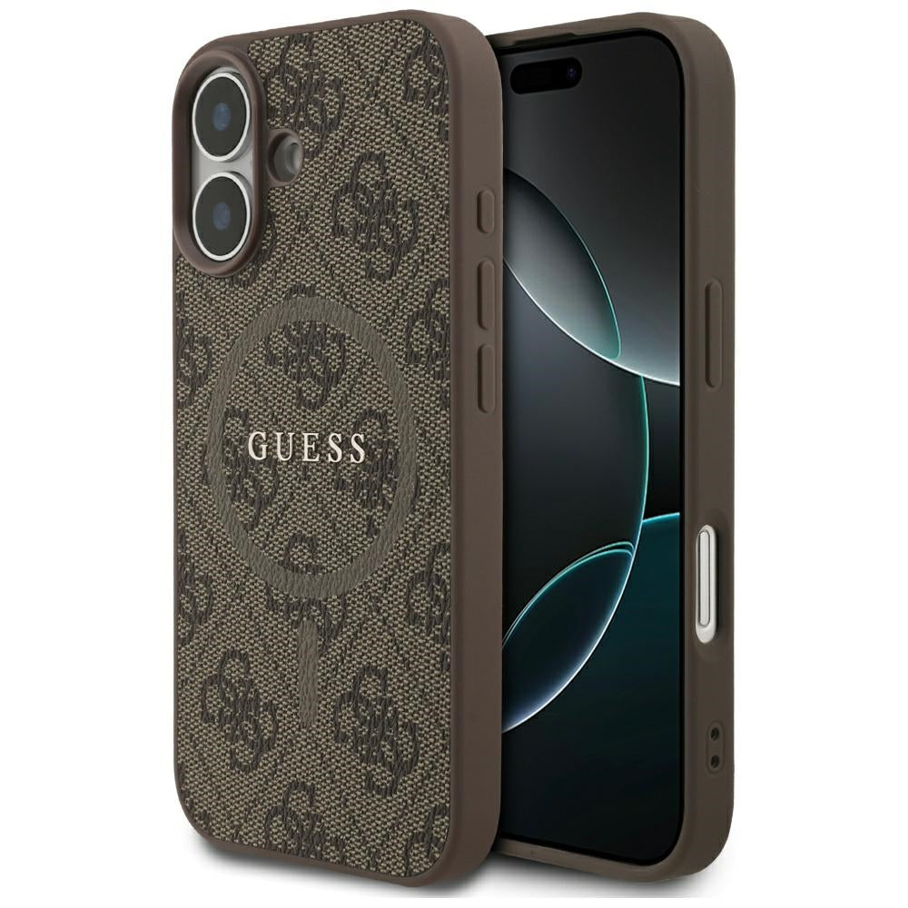 MagSafe ovitek za Apple iPhone 17, Guess, 4G Ring Classic Logo, rjava