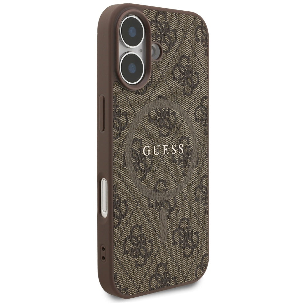 MagSafe ovitek za Apple iPhone 17, Guess, 4G Ring Classic Logo, rjava