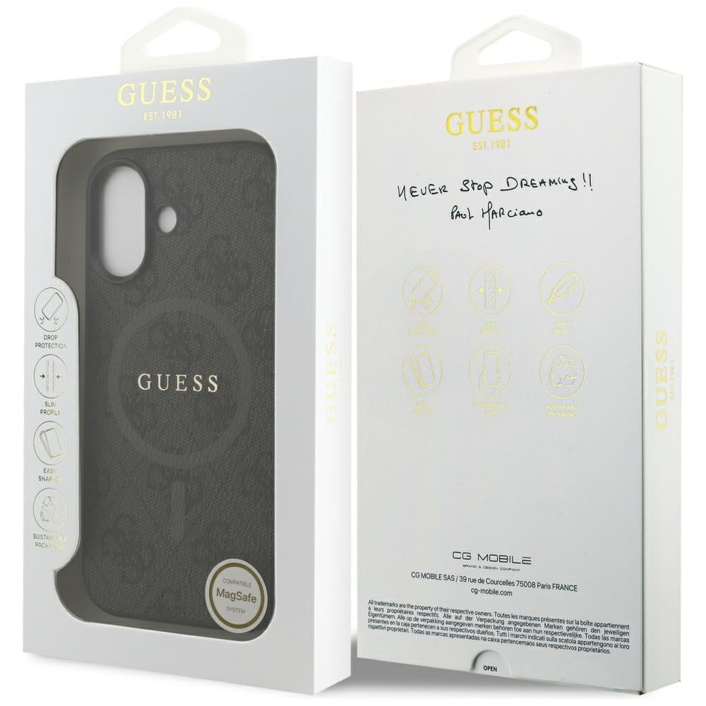 Ovitek MagSafe za Apple iPhone 17, Guess, 4G Ring Classic Logo, Črn