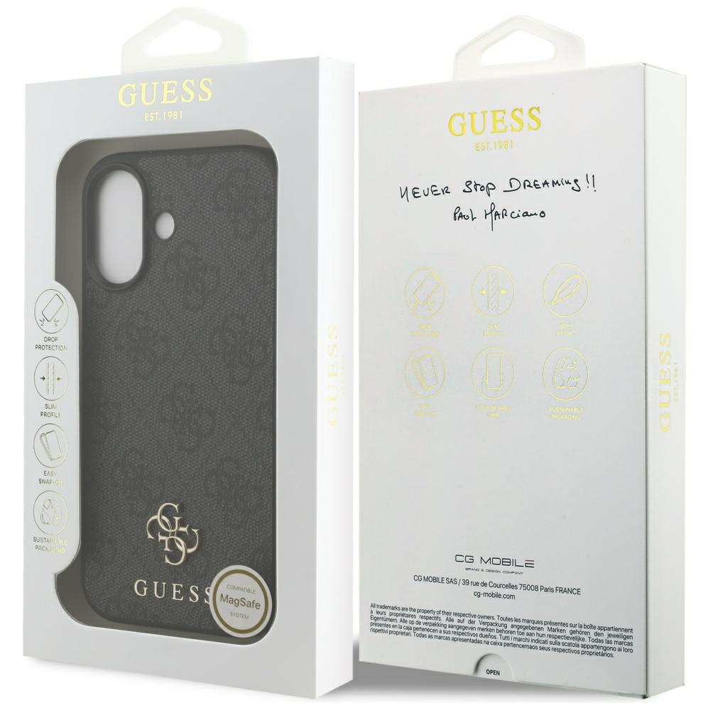 Ovitek MagSafe za Apple iPhone 17, Guess, 4G Small and Classic Logo, črn