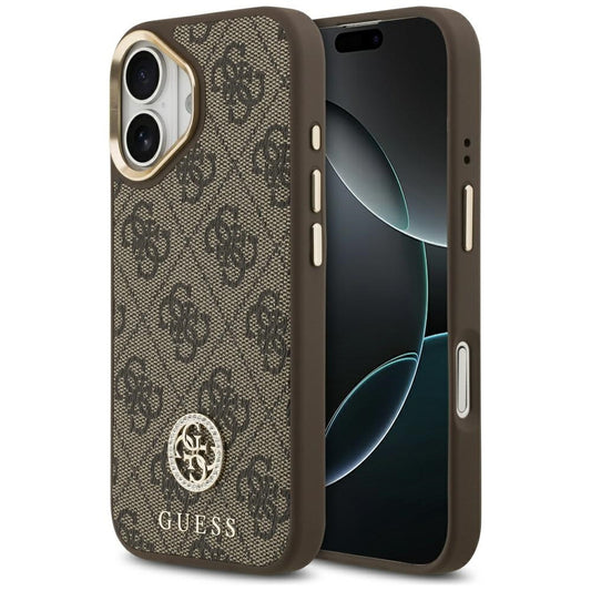 Ovitek MagSafe za Apple iPhone 17, Guess, 4G Strass Logo, Rjava