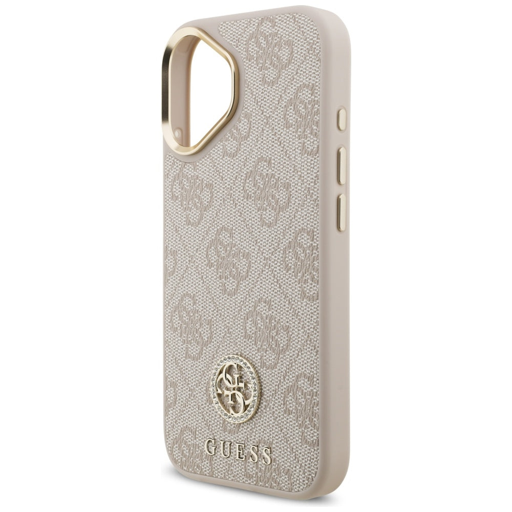 MagSafe ovitek za Apple iPhone 17, Guess, 4G Strass Logo, Roza