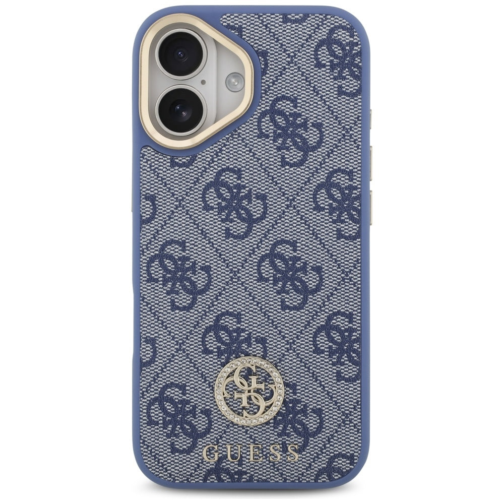 MagSafe ovitek za Apple iPhone 17, Guess, 4G Strass Logo with Big Strap, Modra