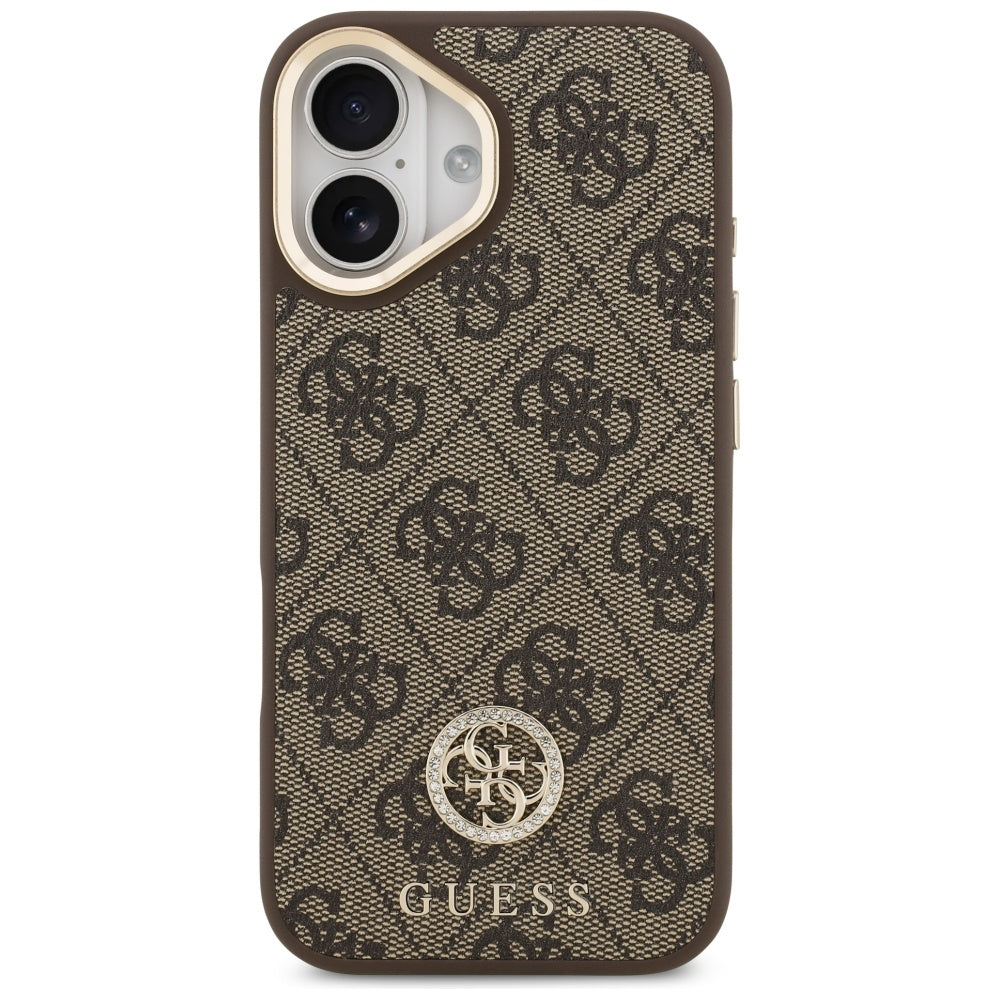 Ovitek MagSafe za Apple iPhone 17, Guess, 4G Strass Logo with Big Strap, rjava