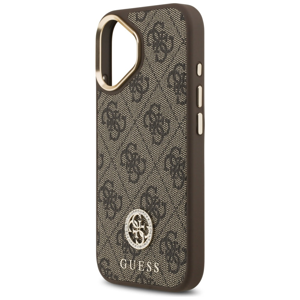Ovitek MagSafe za Apple iPhone 17, Guess, 4G Strass Logo with Big Strap, rjava