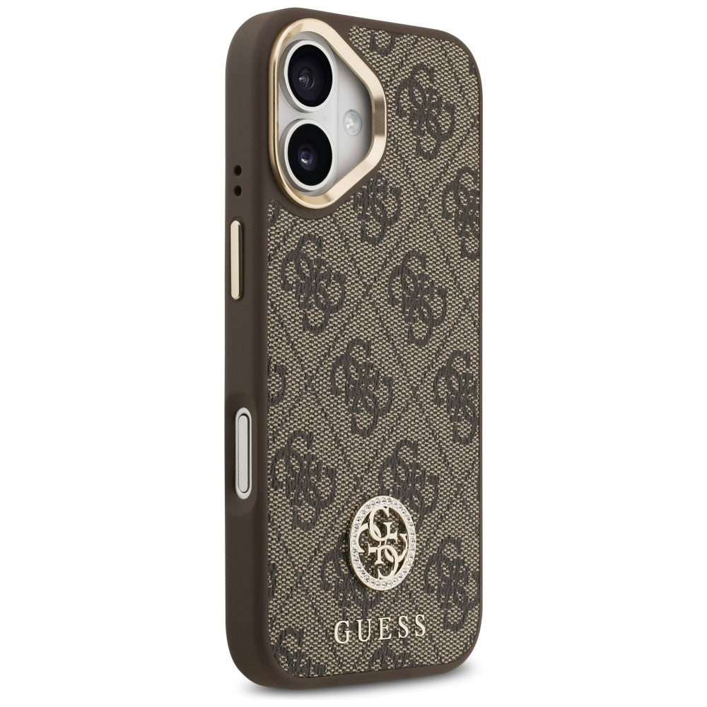 Ovitek MagSafe za Apple iPhone 17, Guess, 4G Strass Logo with Big Strap, rjava