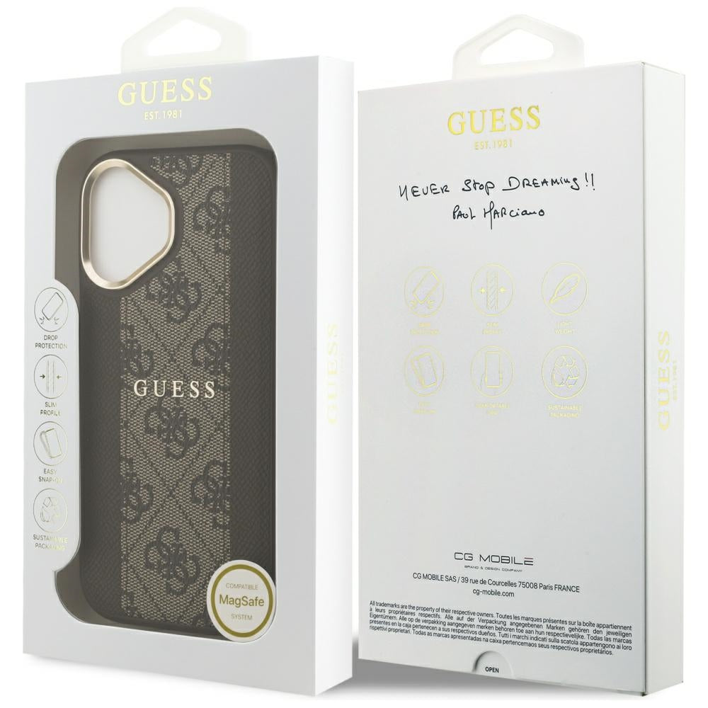 MagSafe ovitek za Apple iPhone 17, Guess, 4G Stripe, rjava